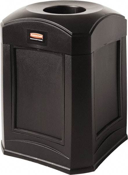 Rubbermaid - 35 Gal Black Square Decorative Waste Receptacle With Top - 31" High x 609.6mm Long x 24" Wide - Eagle Tool & Supply