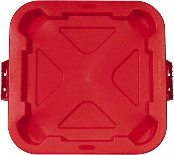 Rubbermaid - Square Lid for Use with 28 Gal Square Trash Cans - Red, Polyethylene, For Brute Trash Cans - Eagle Tool & Supply