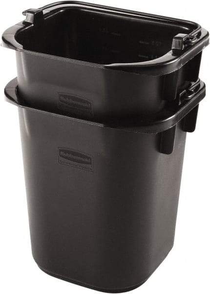 Rubbermaid - 5 Qt, 215.9mm High, Plastic Rectangular Black Single Pail - Handle Included, 190.5mm Top Length x 234.95mm Top Width - Eagle Tool & Supply