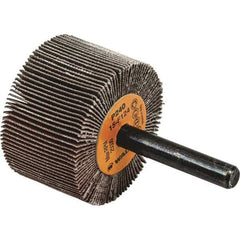 WALTER Surface Technologies - 1-1/2" Diam x 1" Face Width, Coarse Aluminum Oxide Coated Mounted Flap Wheel - 1/4" Shank Mount, 40 Grit, Cloth Backing, 25,000 Max RPM - Eagle Tool & Supply
