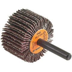 WALTER Surface Technologies - 1-1/2" Diam x 3/8" Face Width, Coarse Aluminum Oxide Coated Mounted Flap Wheel - 1/4" Shank Mount, 40 Grit, Cloth Backing, 25,000 Max RPM - Eagle Tool & Supply