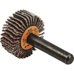 WALTER Surface Technologies - 1" Diam x 3/8" Face Width, Coarse Aluminum Oxide Coated Mounted Flap Wheel - 1/4" Shank Mount, 40 Grit, Cloth Backing, 30,000 Max RPM - Eagle Tool & Supply