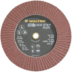 WALTER Surface Technologies - 80 Grit, 6" Disc Diam, Aluminum Oxide Flap Disc - 8,600 Max RPM, Fiber Backing, Hook & Loop Attaching System, Coated - Eagle Tool & Supply
