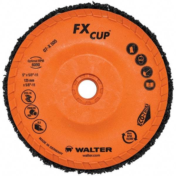 WALTER Surface Technologies - 4-1/2" Aluminum Oxide Deburring Disc - 5/8" Shank Diam, 5/8-11 Threaded Center Hole, Arbor Connection, 10,500 Max RPM - Eagle Tool & Supply