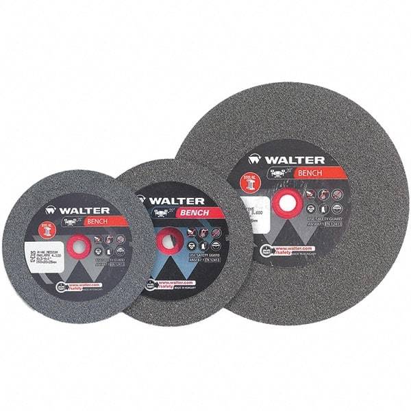 WALTER Surface Technologies - 60 Grit Aluminum Oxide Bench & Pedestal Grinding Wheel - 8" Diam x 1" Hole x 1-1/4" Thick, 3600 Max RPM, Fine Grade, Vitrified Bond - Eagle Tool & Supply