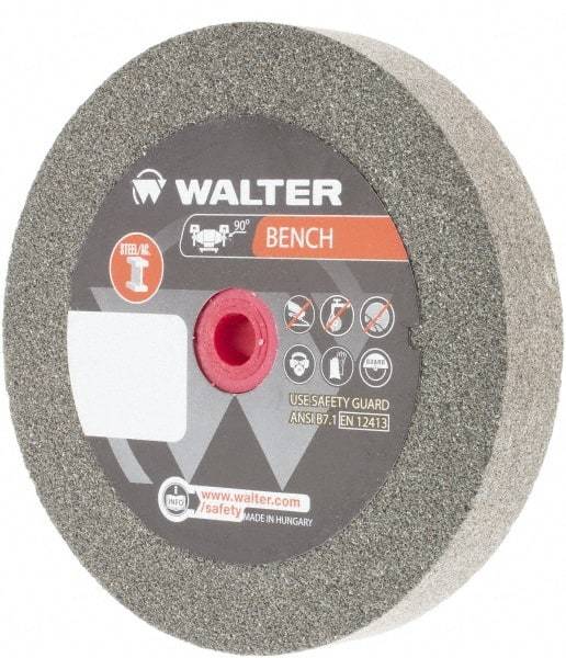 WALTER Surface Technologies - 80 Grit Aluminum Oxide Bench & Pedestal Grinding Wheel - 6" Diam x 1" Hole x 1" Thick, 4100 Max RPM, Fine Grade, Vitrified Bond - Eagle Tool & Supply