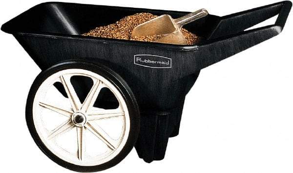 Rubbermaid - 3.5 Cu Ft, 200 Lb Capacity Wheelbarrow with Semi-Pneumatic Wheel - 47" Long x 27-1/2" Wide x 24-3/4" High, Black - Eagle Tool & Supply