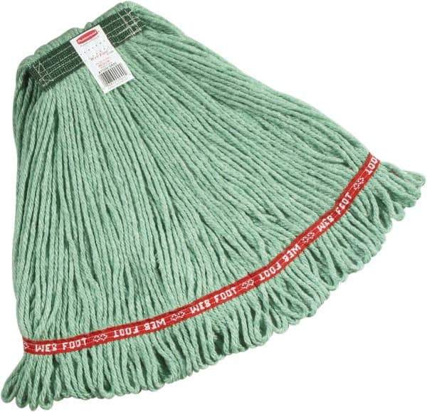 Rubbermaid - Green Head Band, Medium Blended Fiber Loop End Mop Pad - Quick Change Connection - Eagle Tool & Supply