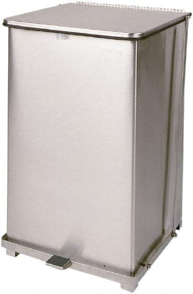 Rubbermaid - 40 Gal Square Unlabeled Trash Can - 30" High x 19" Long x 19" Wide, Stainless Steel, Steel - Eagle Tool & Supply