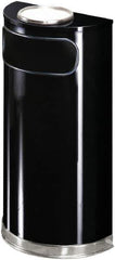 Rubbermaid - 9 Gal Black Half-Round Decorative Waste Receptacle With Top - Steel, 813mm High x 457.2mm Wide - Eagle Tool & Supply