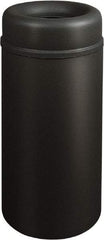 Rubbermaid - 15 Gal Black Round Decorative Waste Receptacle With Top - Steel, 30" High - Eagle Tool & Supply