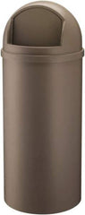 Rubbermaid - 15 Gal Brown Round Decorative Waste Receptacle With Top - 927mm High - Eagle Tool & Supply