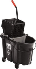 Rubbermaid - 35 Qt Plastic Steel Bucket & Wringer - 510.54mm Long x 927.1mm High x 398.78mm Wide, Black - Eagle Tool & Supply