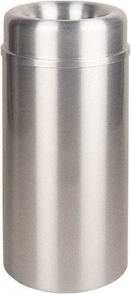 Rubbermaid - 15 Gal Aluminum Round Decorative Waste Receptacle With Top - Steel, 30" High - Eagle Tool & Supply