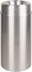 Rubbermaid - 15 Gal Aluminum Round Decorative Waste Receptacle With Top - Steel, 30" High - Eagle Tool & Supply