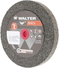 WALTER Surface Technologies - 36 Grit Aluminum Oxide Bench & Pedestal Grinding Wheel - 6" Diam x 1" Hole x 3/4" Thick, 4100 Max RPM, Coarse Grade, Vitrified Bond - Eagle Tool & Supply