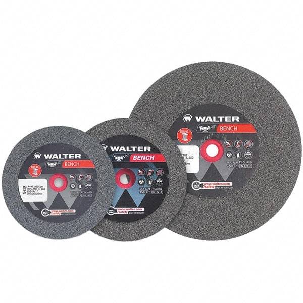 WALTER Surface Technologies - 36 Grit Aluminum Oxide Bench & Pedestal Grinding Wheel - 6" Diam x 1" Hole x 1" Thick, 4100 Max RPM, Coarse Grade, Vitrified Bond - Eagle Tool & Supply