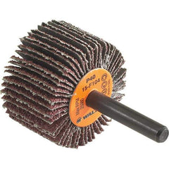 WALTER Surface Technologies - 1-1/2" Diam x 1" Face Width, Medium Aluminum Oxide Coated Mounted Flap Wheel - 1/4" Shank Mount, 60 Grit, Cloth Backing, 25,000 Max RPM - Eagle Tool & Supply
