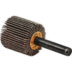 WALTER Surface Technologies - 1-1/2" Diam x 1" Face Width, Medium Aluminum Oxide Coated Mounted Flap Wheel - 1/4" Shank Mount, 80 Grit, Cloth Backing, 25,000 Max RPM - Eagle Tool & Supply