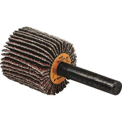 WALTER Surface Technologies - 1-1/2" Diam x 1" Face Width, Medium Aluminum Oxide Coated Mounted Flap Wheel - 1/4" Shank Mount, 60 Grit, Cloth Backing, 25,000 Max RPM - Eagle Tool & Supply