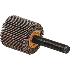 WALTER Surface Technologies - 1-1/2" Diam x 1" Face Width, Very Fine Aluminum Oxide Coated Mounted Flap Wheel - 1/4" Shank Mount, 240 Grit, Cloth Backing, 25,000 Max RPM - Eagle Tool & Supply
