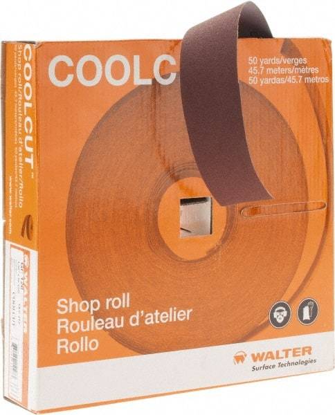 WALTER Surface Technologies - 1-1/2" x 50 Yd 120 Grit Aluminum Oxide Cloth Roll - J Weighted Backing - Eagle Tool & Supply