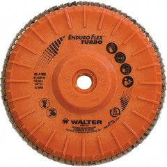 WALTER Surface Technologies - 36 & 60 Grit, 6" Disc Diam, 5/8-11 Center Hole, Type 28 Ceramic Flap Disc - 10,200 Max RPM, Plastic Backing, Arbor Attaching System, Coated - Eagle Tool & Supply