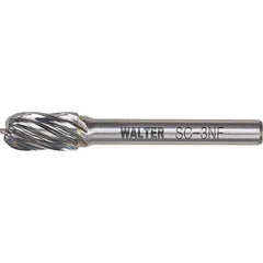 WALTER Surface Technologies - 3/8" Cut Diam, 1/4" Shank Diam, Cylinder Ball End Head Double Cut Burr - Carbide, 3/4" LOC - Eagle Tool & Supply