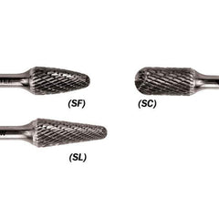 WALTER Surface Technologies - 1/2" Cut Diam, 1/4" Shank Diam, Cylinder Ball End Head Double Cut Burr - Carbide, 1" LOC - Eagle Tool & Supply