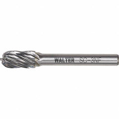 WALTER Surface Technologies - 1/4" Cut Diam, 1/4" Shank Diam, Cylinder Ball End Head Double Cut Burr - Carbide, 5/8" LOC - Eagle Tool & Supply
