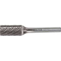 WALTER Surface Technologies - 3/8" Cut Diam, 1/4" Shank Diam, Cylinder Head Double Cut Burr - Carbide, 3/4" LOC - Eagle Tool & Supply