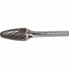 WALTER Surface Technologies - 1/4" Cut Diam, 1/4" Shank Diam, Tree Head Double Cut Burr - Carbide, 5/8" LOC - Eagle Tool & Supply