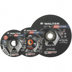 WALTER Surface Technologies - 36 Grit, 4-1/2" Wheel Diam, 5/32" Wheel Thickness, 7/8" Arbor Hole, Type 27 Depressed Center Wheel - Aluminum Oxide/Silicon Carbide Blend, Resinoid Bond, 13,300 Max RPM - Eagle Tool & Supply