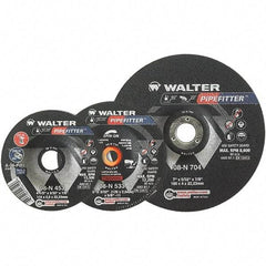 WALTER Surface Technologies - 20 Grit, 9" Wheel Diam, 5/32" Wheel Thickness, 7/8" Arbor Hole, Type 27 Depressed Center Wheel - Aluminum Oxide/Silicon Carbide Blend, Resinoid Bond, 6,600 Max RPM - Eagle Tool & Supply