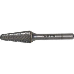 WALTER Surface Technologies - 3/8" Cut Diam, 1/4" Shank Diam, Cone Head Single Cut Burr - Carbide, 1-1/4" LOC - Eagle Tool & Supply