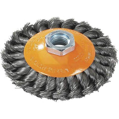 WALTER Surface Technologies - 7" Diam, 5/8-11 Threaded Arbor, Steel Fill Cup Brush - 0.02 Wire Diam, 10,000 Max RPM - Eagle Tool & Supply