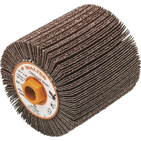 WALTER Surface Technologies - 4-1/4" Diam 40 Grit Aluminum Oxide Unmounted Flap Wheel - 5/8-11 Threaded Hole, 4" Wide, Coated, Grade Coarse, 3,800 Max RPM - Eagle Tool & Supply