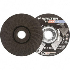 WALTER Surface Technologies - 46 Grit, 5" Wheel Diam, 1/16" Wheel Thickness, 7/8" Arbor Hole, Type 27 Depressed Center Wheel - Aluminum Oxide, Resinoid Bond, 12,200 Max RPM - Eagle Tool & Supply