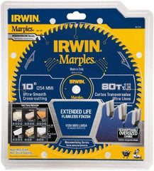 Irwin Blades - 10" Diam, 5/8" Arbor Hole Diam, 80 Tooth Wet & Dry Cut Saw Blade - Carbide-Tipped, Finishing Action, Standard Round Arbor - Eagle Tool & Supply