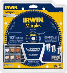 Irwin Blades - 10" Diam, 5/8" Arbor Hole Diam, 84 Tooth Wet & Dry Cut Saw Blade - Carbide-Tipped, Finishing Action, Standard Round Arbor - Eagle Tool & Supply