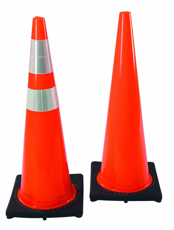 28" PVC Traffic Cone wit 6" & 4" rfl. Collars - Eagle Tool & Supply