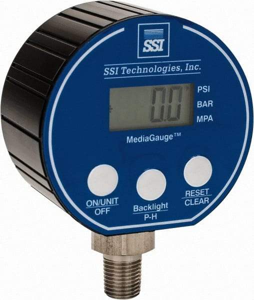 SSI Technologies - 3" Dial, 1/4 Thread, 0-1,500 Scale Range, Pressure Gauge - Lower Connection Mount, Accurate to 0.0025% of Scale - Eagle Tool & Supply