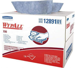 WypAll - X90 Dry Shop Towel/Industrial Wipes - Brag Box/Double Top Box, 16-3/4" x 11" Sheet Size, Blue - Eagle Tool & Supply