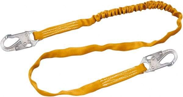 Miller - 6' Long, 310 Lb Capacity, 1 Leg Locking Snap Hook Harness Shock Absorbing Lanyard - 1-1/2" Diam, Polyester Webbing, Locking Snap Hook Anchorage Connection - Eagle Tool & Supply