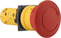 Schneider Electric - 22mm Mount Hole, Extended Mushroom Head, Pushbutton Switch Only - Round, Red Pushbutton, Nonilluminated, Momentary (MO), Off, Shock and Vibration Resistant - Eagle Tool & Supply