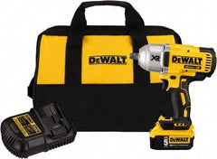 DeWALT - 1/2" Drive 20 Volt Mid-Handle Cordless Impact Wrench & Ratchet - 1,900 RPM, 0 to 2,400 BPM, 700 Ft/Lb Torque, 1 Lithium-Ion Battery Included - Eagle Tool & Supply