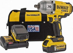 DeWALT - 1/2" Drive 20 Volt Mid-Handle Cordless Impact Wrench & Ratchet - 1,900 RPM, 0 to 2,400 BPM, 700 Ft/Lb Torque, 2 Lithium-Ion Batteries Included - Eagle Tool & Supply