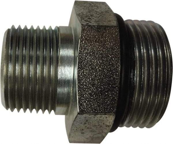 Parker - 1-7/8 - 12 x 1-1/2 Male Thread, Stainless Steel Industrial Pipe Hex Nipple - Male SAE-ORB x Male NPTF, 3,000 psi - Eagle Tool & Supply