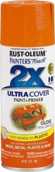 Rust-Oleum - Real Orange, Gloss, Enamel Spray Paint - 8 Sq Ft per Can, 12 oz Container, Use on Multipurpose - Eagle Tool & Supply