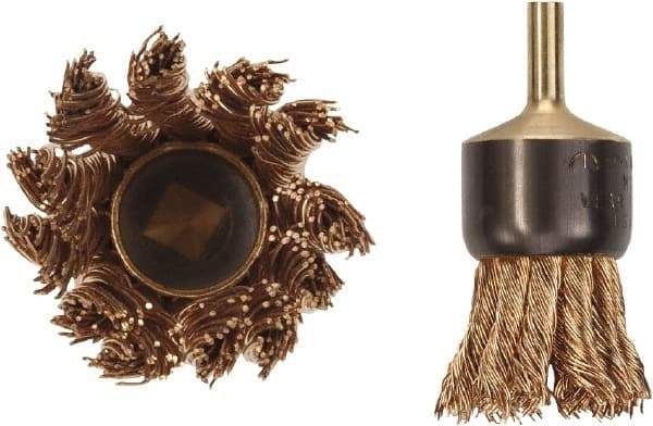 Ampco - 1" Brush Diam, Knotted, End Brush - 1/4" Diam Shank, 20,000 Max RPM - Eagle Tool & Supply